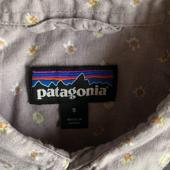 Patagonia Hemp Organic Cotton Blend Daisy Lemon Print Short Sleeve Shirt Small - Picture 8 of 16